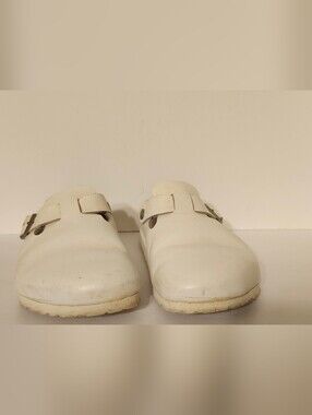 Birkenstock White Leather Clogs
